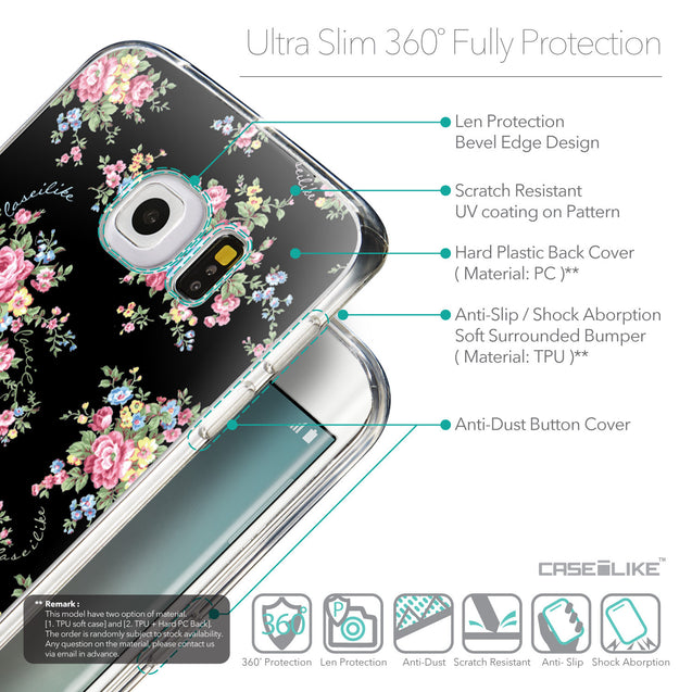 Details in English - CASEiLIKE Samsung Galaxy S6 Edge back cover Floral Rose Classic 2261