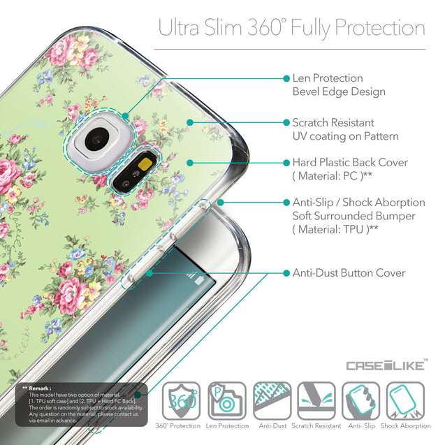 Details in English - CASEiLIKE Samsung Galaxy S6 Edge back cover Floral Rose Classic 2262