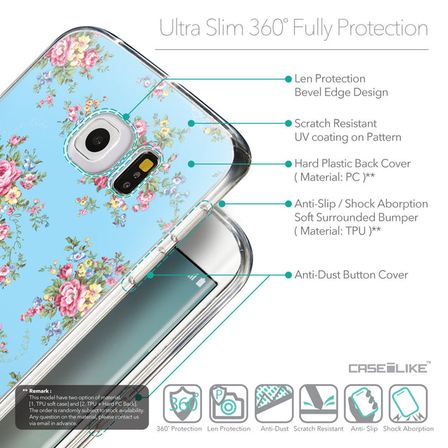 Details in English - CASEiLIKE Samsung Galaxy S6 Edge back cover Floral Rose Classic 2263