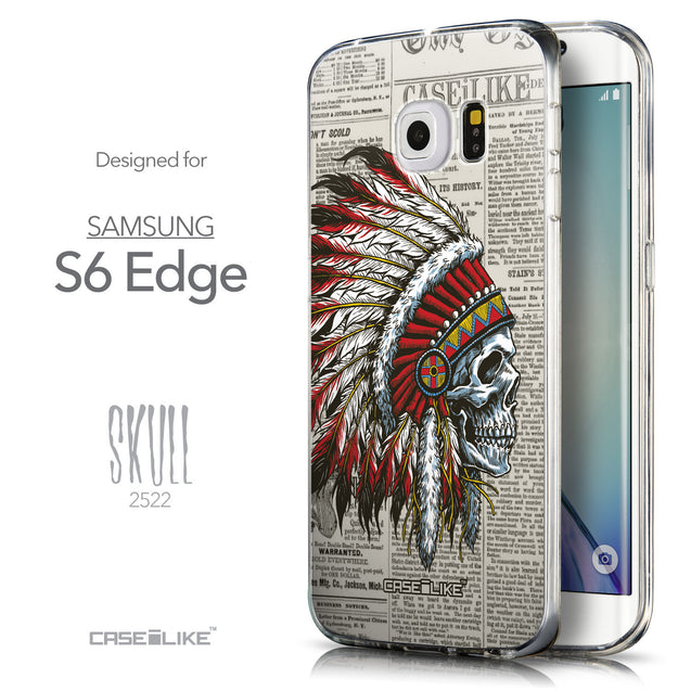 Front & Side View - CASEiLIKE Samsung Galaxy S6 Edge back cover Art of Skull 2522