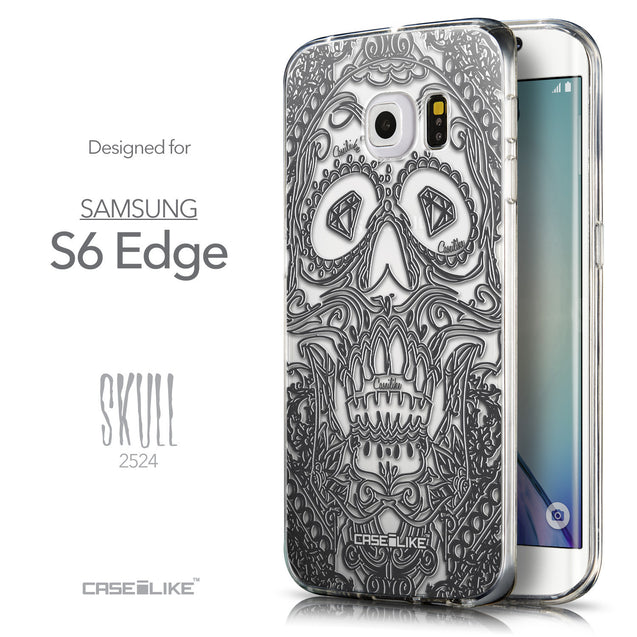 Front & Side View - CASEiLIKE Samsung Galaxy S6 Edge back cover Art of Skull 2524