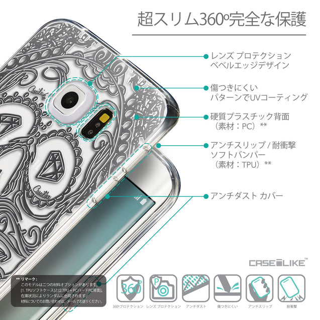 Details in Japanese - CASEiLIKE Samsung Galaxy S6 Edge back cover Art of Skull 2524