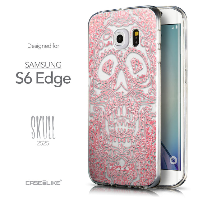Front & Side View - CASEiLIKE Samsung Galaxy S6 Edge back cover Art of Skull 2525