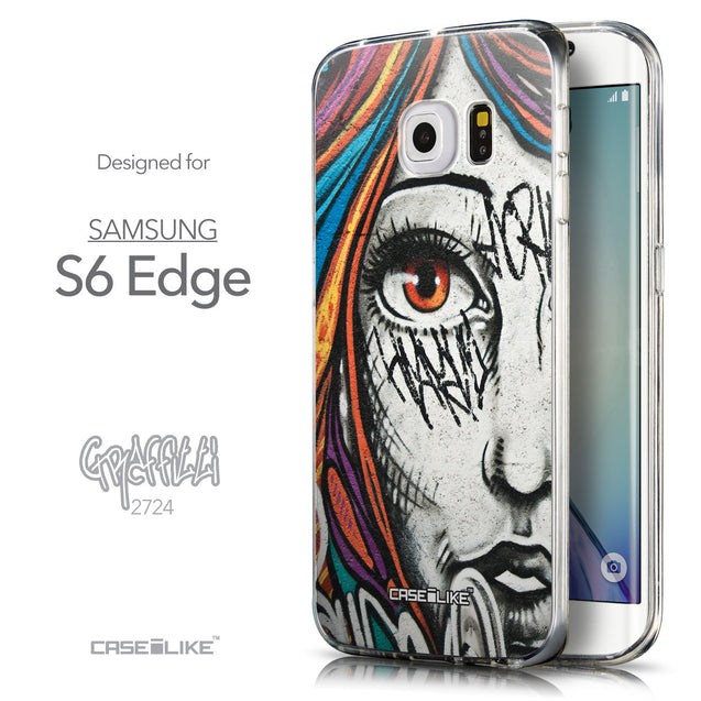 Front & Side View - CASEiLIKE Samsung Galaxy S6 Edge back cover Graffiti Girl 2724