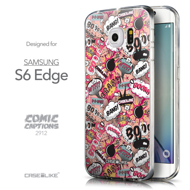 Front & Side View - CASEiLIKE Samsung Galaxy S6 Edge back cover Comic Captions Pink 2912