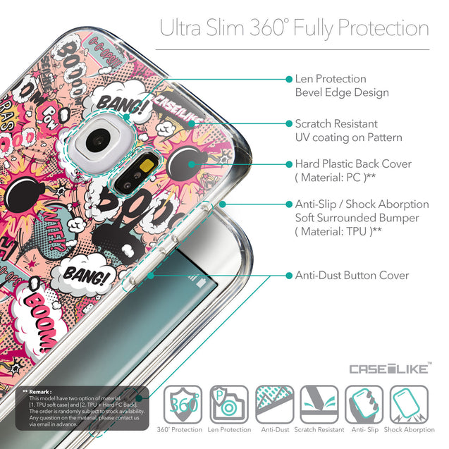 Details in English - CASEiLIKE Samsung Galaxy S6 Edge back cover Comic Captions Pink 2912