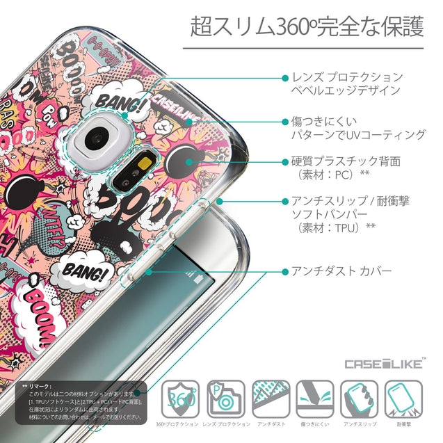 Details in Japanese - CASEiLIKE Samsung Galaxy S6 Edge back cover Comic Captions Pink 2912