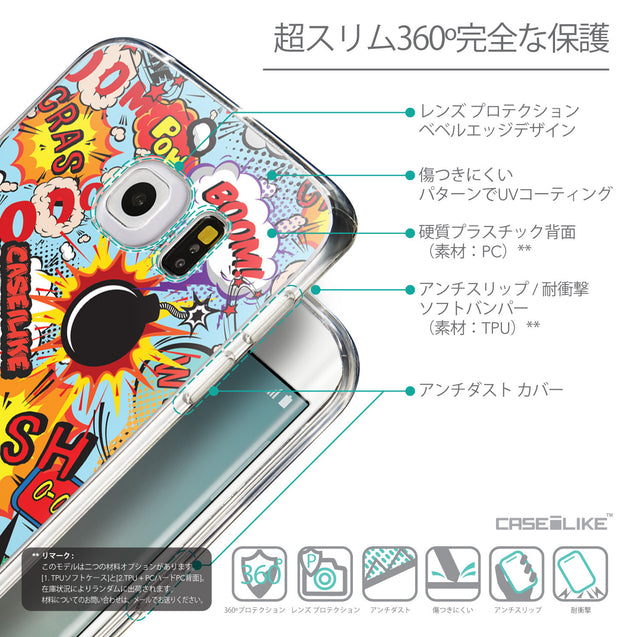 Details in Japanese - CASEiLIKE Samsung Galaxy S6 Edge back cover Comic Captions Blue 2913