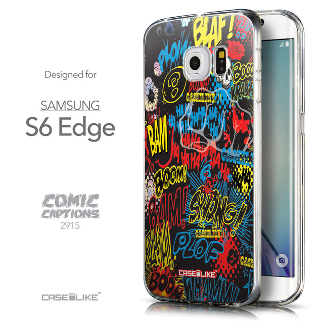 Front & Side View - CASEiLIKE Samsung Galaxy S6 Edge back cover Comic Captions Black 2915