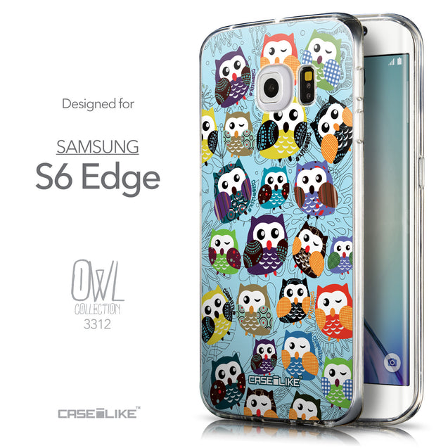 Front & Side View - CASEiLIKE Samsung Galaxy S6 Edge back cover Owl Graphic Design 3312