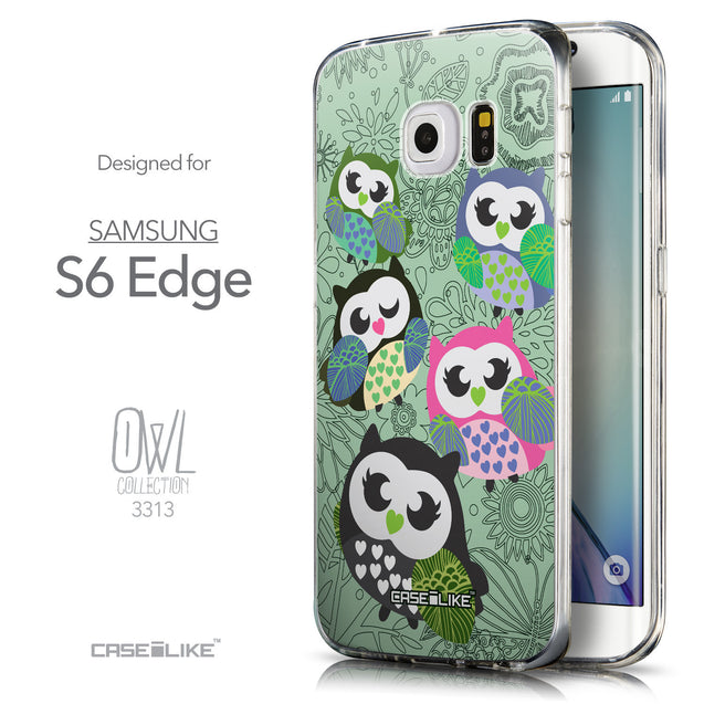 Front & Side View - CASEiLIKE Samsung Galaxy S6 Edge back cover Owl Graphic Design 3313