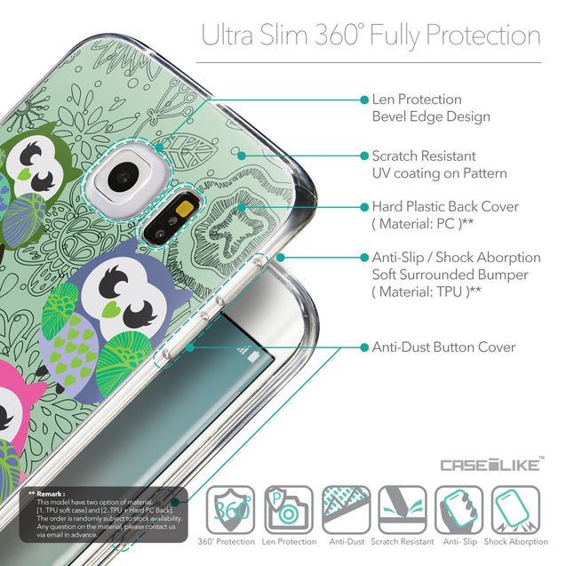 Details in English - CASEiLIKE Samsung Galaxy S6 Edge back cover Owl Graphic Design 3313