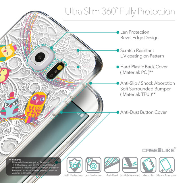 Details in English - CASEiLIKE Samsung Galaxy S6 Edge back cover Owl Graphic Design 3316