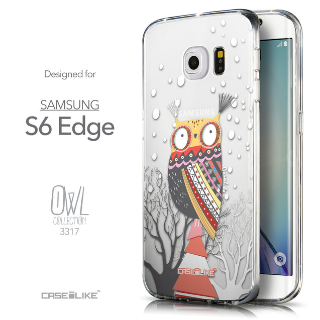 Front & Side View - CASEiLIKE Samsung Galaxy S6 Edge back cover Owl Graphic Design 3317