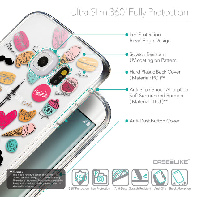 Details in English - CASEiLIKE Samsung Galaxy S6 Edge back cover Paris Holiday 3904