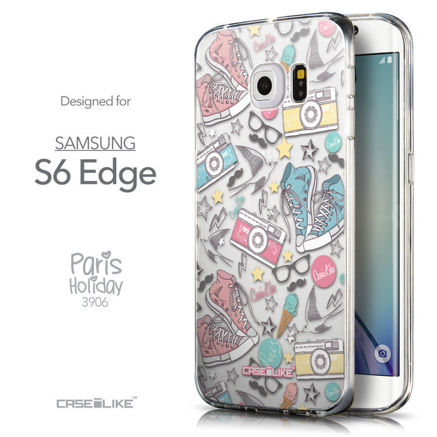 Front & Side View - CASEiLIKE Samsung Galaxy S6 Edge back cover Paris Holiday 3906