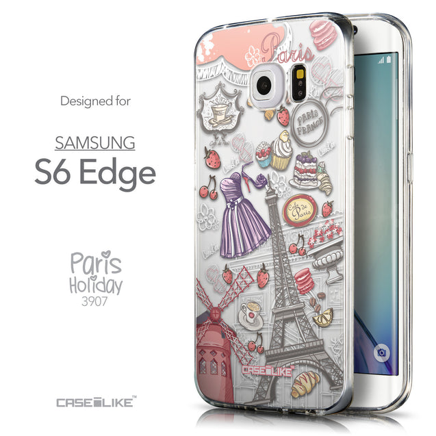 Front & Side View - CASEiLIKE Samsung Galaxy S6 Edge back cover Paris Holiday 3907