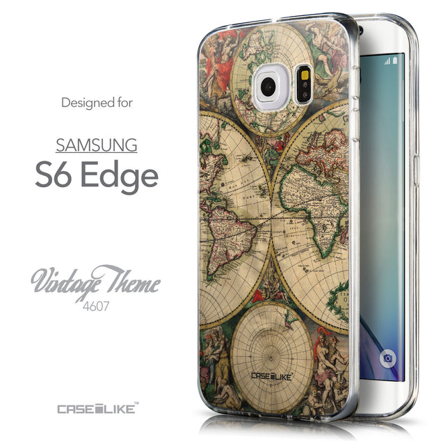 Front & Side View - CASEiLIKE Samsung Galaxy S6 Edge back cover World Map Vintage 4607