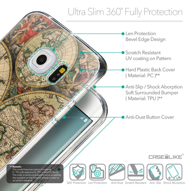 Details in English - CASEiLIKE Samsung Galaxy S6 Edge back cover World Map Vintage 4607