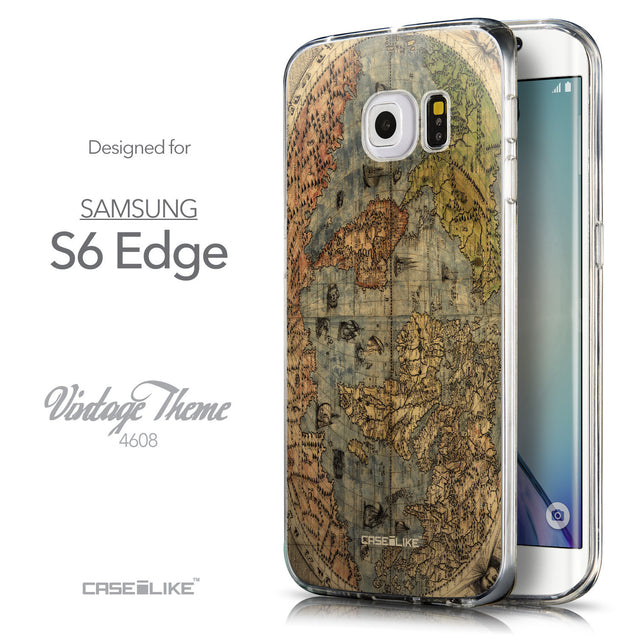 Front & Side View - CASEiLIKE Samsung Galaxy S6 Edge back cover World Map Vintage 4608