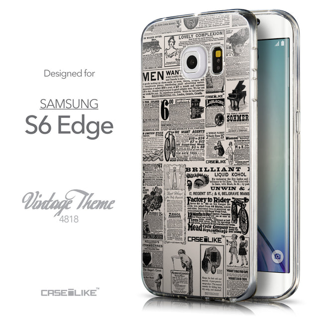 Front & Side View - CASEiLIKE Samsung Galaxy S6 Edge back cover Vintage Newspaper Advertising 4818