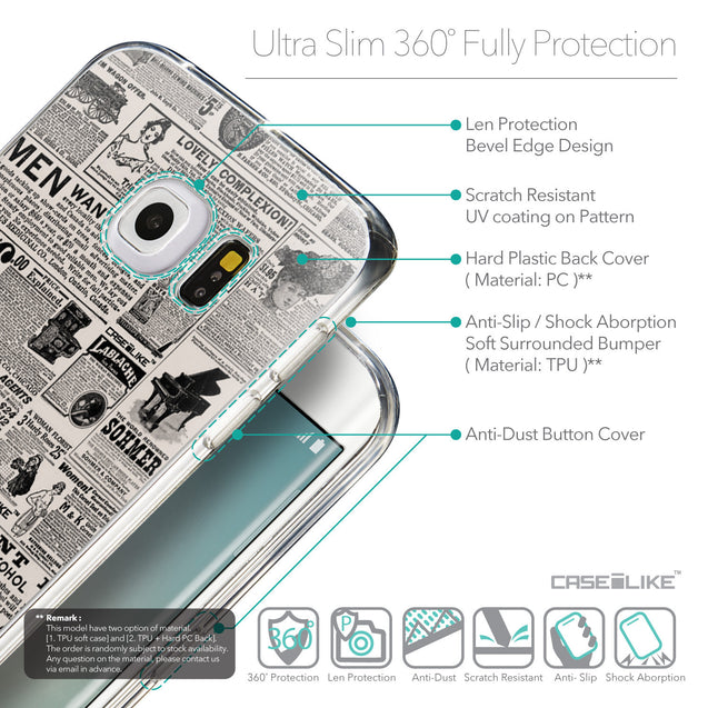 Details in English - CASEiLIKE Samsung Galaxy S6 Edge back cover Vintage Newspaper Advertising 4818