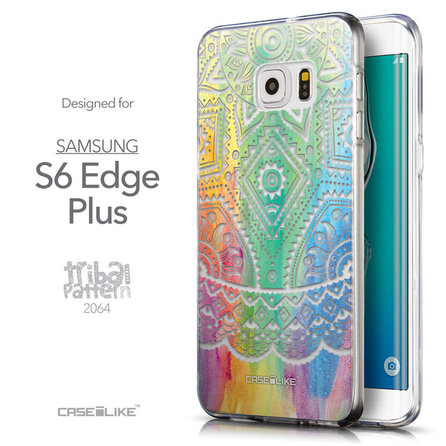 Front & Side View - CASEiLIKE Samsung Galaxy S6 Edge Plus back cover Indian Line Art 2064
