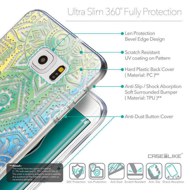 Details in English - CASEiLIKE Samsung Galaxy S6 Edge Plus back cover Indian Line Art 2064