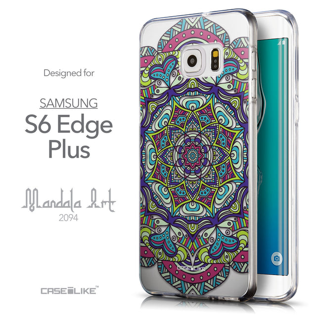 Front & Side View - CASEiLIKE Samsung Galaxy S6 Edge Plus back cover Mandala Art 2094