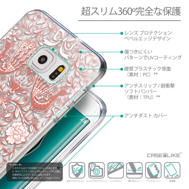 Details in Japanese - CASEiLIKE Samsung Galaxy S6 Edge Plus back cover Roses Ornamental Skulls Peacocks 2237