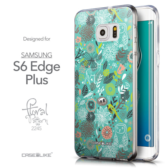 Front & Side View - CASEiLIKE Samsung Galaxy S6 Edge Plus back cover Spring Forest Turquoise 2245