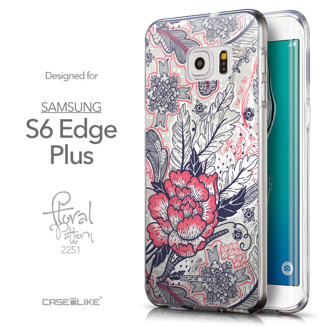 Front & Side View - CASEiLIKE Samsung Galaxy S6 Edge Plus back cover Vintage Roses and Feathers Beige 2251