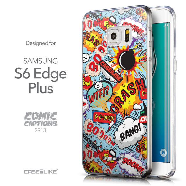 Front & Side View - CASEiLIKE Samsung Galaxy S6 Edge Plus back cover Comic Captions Blue 2913