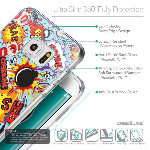 Details in English - CASEiLIKE Samsung Galaxy S6 Edge Plus back cover Comic Captions Blue 2913