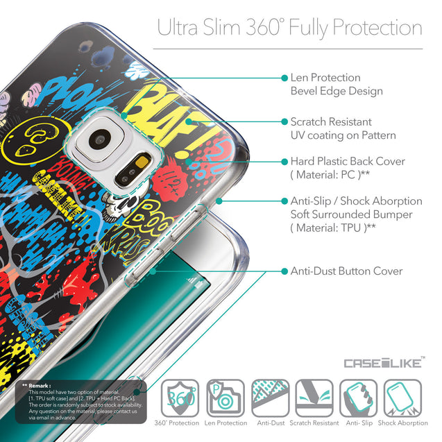 Details in English - CASEiLIKE Samsung Galaxy S6 Edge Plus back cover Comic Captions Black 2915