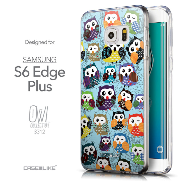 Front & Side View - CASEiLIKE Samsung Galaxy S6 Edge Plus back cover Owl Graphic Design 3312