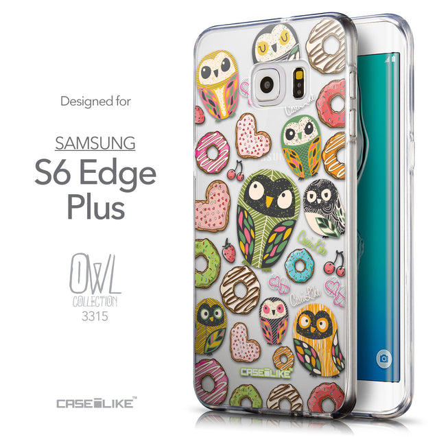Front & Side View - CASEiLIKE Samsung Galaxy S6 Edge Plus back cover Owl Graphic Design 3315