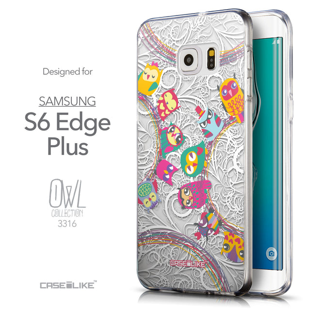 Front & Side View - CASEiLIKE Samsung Galaxy S6 Edge Plus back cover Owl Graphic Design 3316