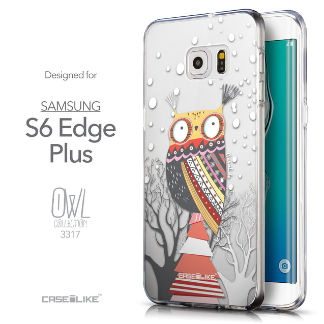Front & Side View - CASEiLIKE Samsung Galaxy S6 Edge Plus back cover Owl Graphic Design 3317