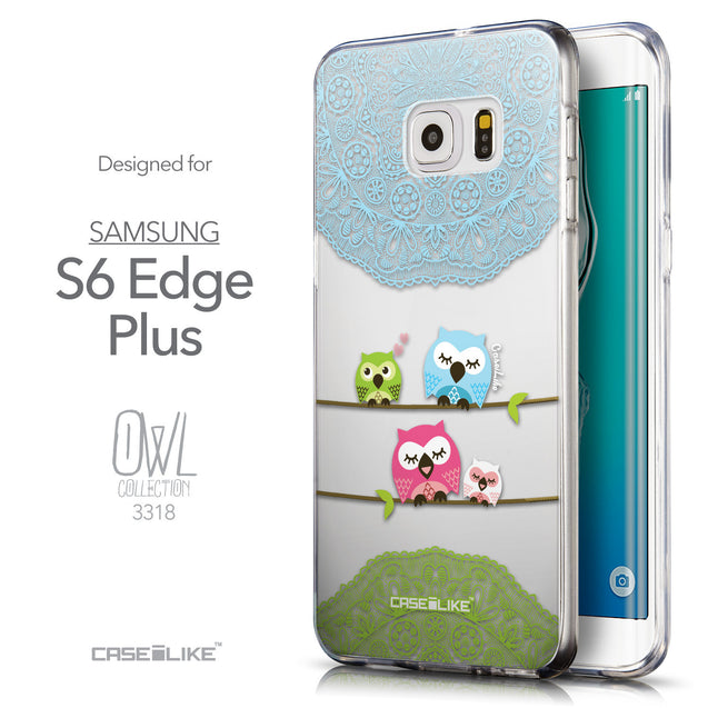 Front & Side View - CASEiLIKE Samsung Galaxy S6 Edge Plus back cover Owl Graphic Design 3318