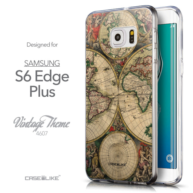 Front & Side View - CASEiLIKE Samsung Galaxy S6 Edge Plus back cover World Map Vintage 4607