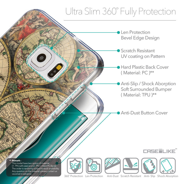 Details in English - CASEiLIKE Samsung Galaxy S6 Edge Plus back cover World Map Vintage 4607