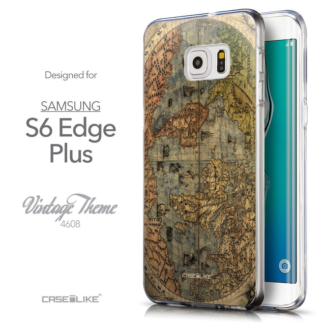Front & Side View - CASEiLIKE Samsung Galaxy S6 Edge Plus back cover World Map Vintage 4608