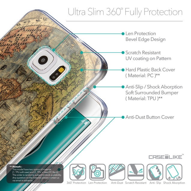 Details in English - CASEiLIKE Samsung Galaxy S6 Edge Plus back cover World Map Vintage 4608