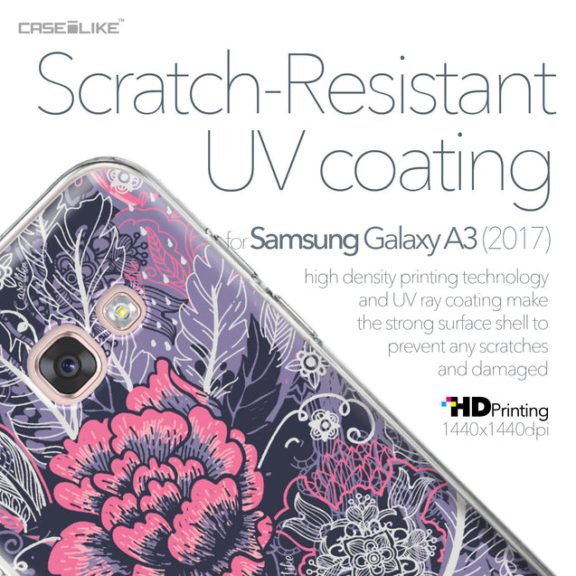 Samsung Galaxy A3 (2017) case Vintage Roses and Feathers Blue 2252 with UV-Coating Scratch-Resistant Case | CASEiLIKE.com