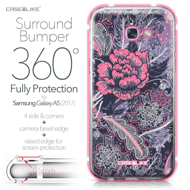 Samsung Galaxy A5 (2017) case Vintage Roses and Feathers Blue 2252 Bumper Case Protection | CASEiLIKE.com
