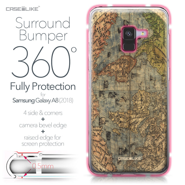 Samsung Galaxy A8 (2018) case World Map Vintage 4608 Bumper Case Protection | CASEiLIKE.com