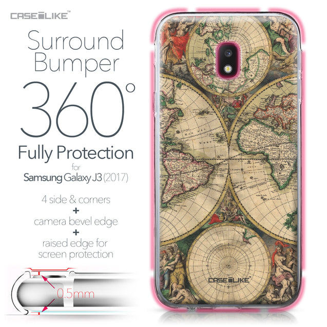 Samsung Galaxy J3 (2017) case World Map Vintage 4607 Bumper Case Protection | CASEiLIKE.com