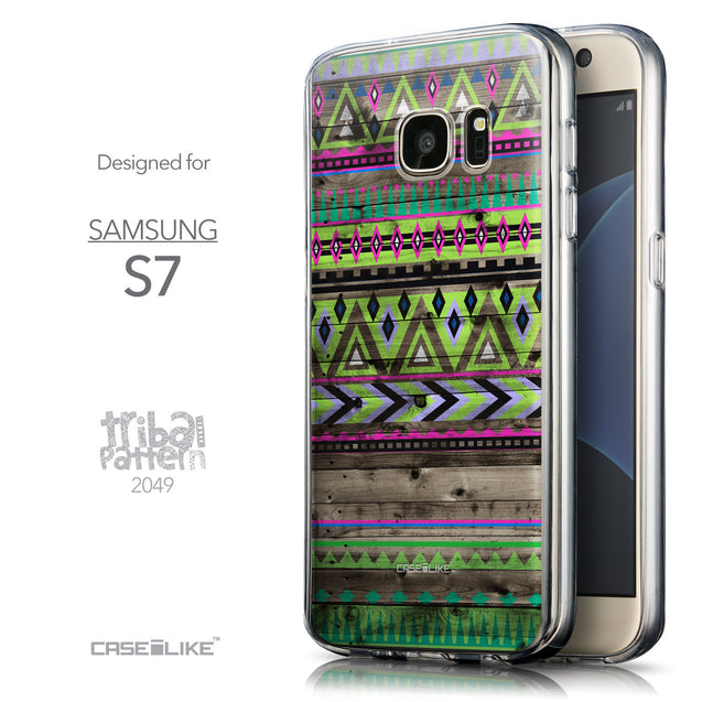 Front & Side View - CASEiLIKE Samsung Galaxy S7 back cover Indian Tribal Theme Pattern 2049