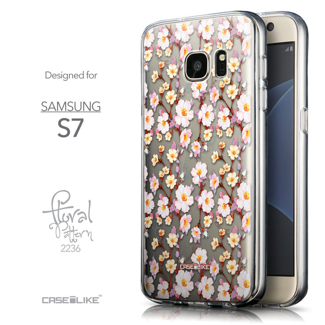 Front & Side View - CASEiLIKE Samsung Galaxy S7 back cover Watercolor Floral 2236